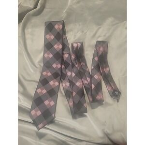 jf j ferrar‎ gray and pink squares geometric plaid tie